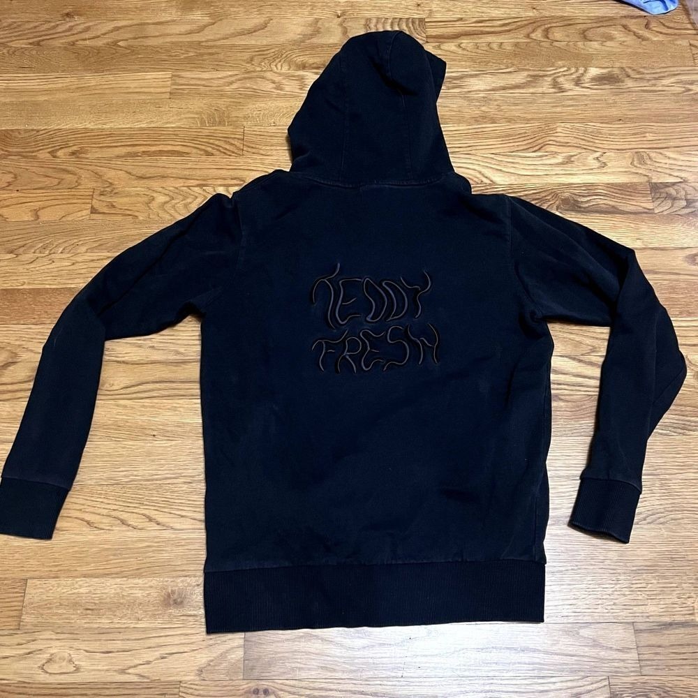 Teddy Fresh Black Embroidered Pullover Hoodie Size Small